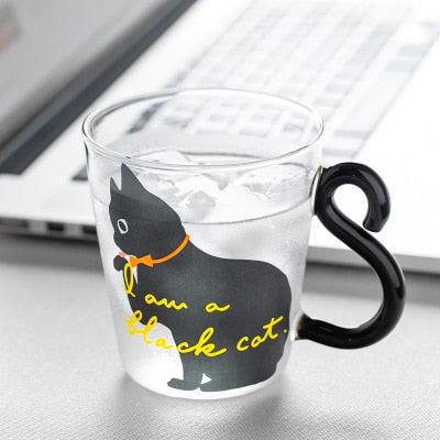 Cute Cat Printed Glass Mug