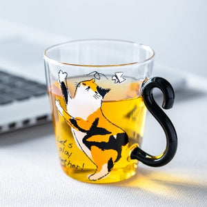 Cute Cat Printed Glass Mug