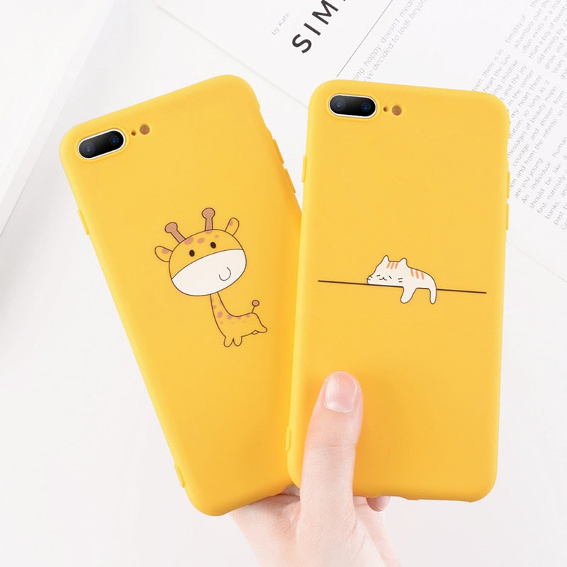 Moskado Yellow Giraffe Cat Phone Case