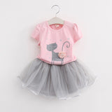 Cute Little White Kitten Kids Dresses