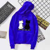 Fashion Cat Print Loose O-Neck Hoodie