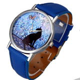 Cat Pattern Leather Band Watch
