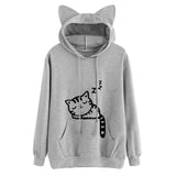 Cat Pattern Long Sleeve Hooded Sweatshirts